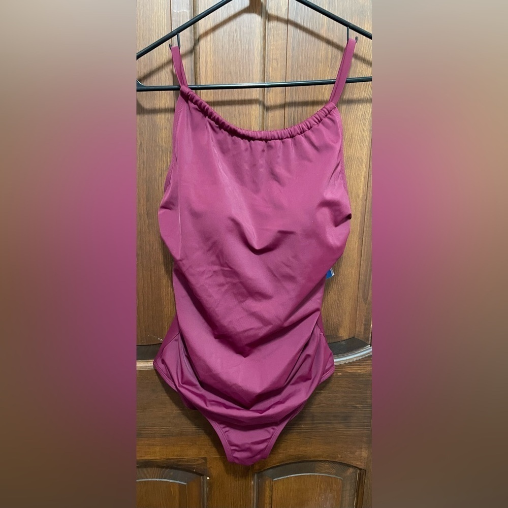 Jantzen one piece Burgundy size S-M Lower Rouching , Tommy control swimsuit - Picture 1 of 6